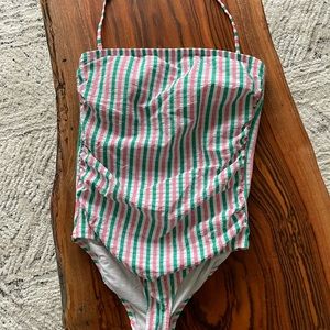 JCREW Size 6 Pink, green and white Seersucker Suit